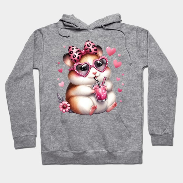 Valentine Mouse Drinking Ice Cream Hoodie by Chromatic Fusion Studio